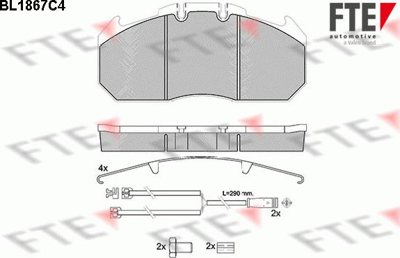 FTE BL1867C4 - Тормозные колодки, дисковые, комплект unicars.by