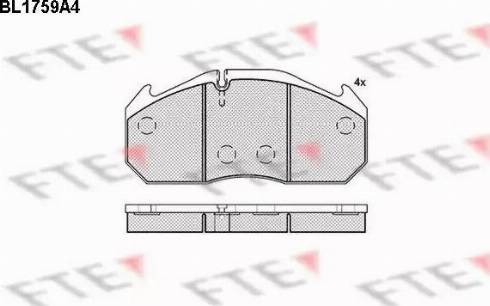 FTE BL1759A4 - Тормозные колодки, дисковые, комплект unicars.by