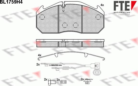 FTE BL1759H4 - Тормозные колодки, дисковые, комплект unicars.by