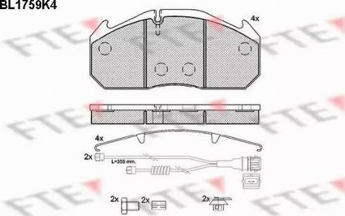 FTE BL1759K4 - Тормозные колодки, дисковые, комплект unicars.by