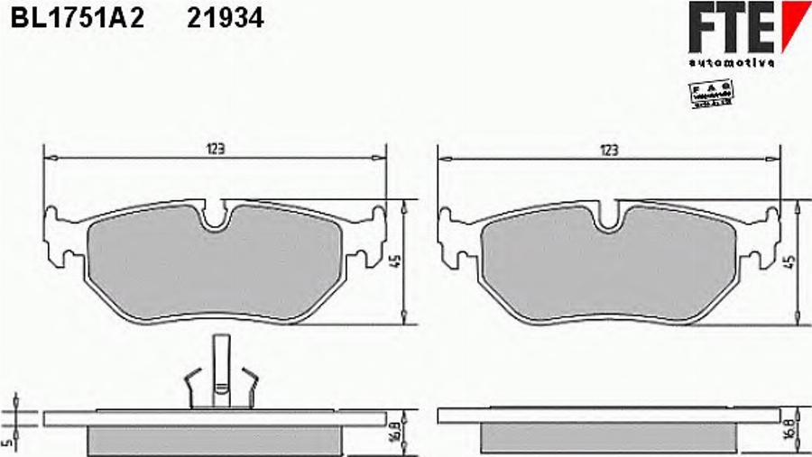 FTE BL1751A2 - Тормозные колодки, дисковые, комплект unicars.by