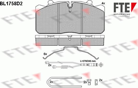 FTE BL1758D2 - Тормозные колодки, дисковые, комплект unicars.by