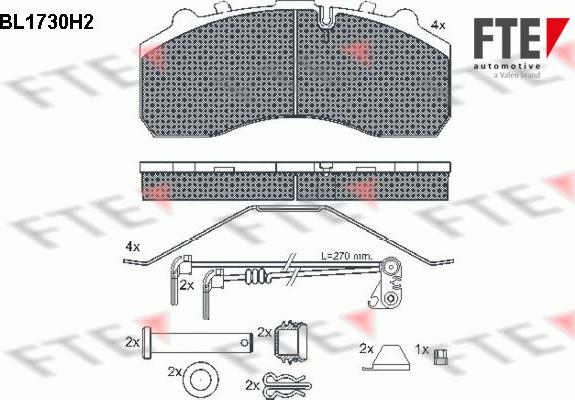 FTE BL1730H2 - Тормозные колодки, дисковые, комплект unicars.by