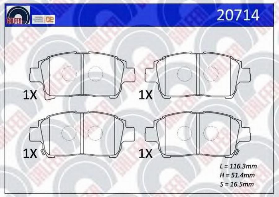 Galfer 20714 - Тормозные колодки, дисковые, комплект unicars.by