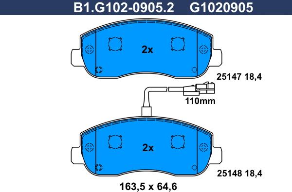 Galfer B1.G102-0905.2 - Тормозные колодки, дисковые, комплект unicars.by