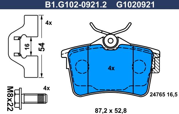 Galfer B1.G102-0921.2 - Тормозные колодки, дисковые, комплект unicars.by