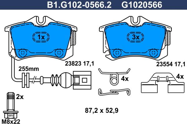 Galfer B1.G102-0566.2 - Тормозные колодки, дисковые, комплект unicars.by