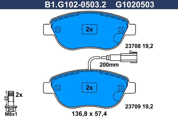 Galfer B1.G102-0503.2 - Тормозные колодки, дисковые, комплект unicars.by