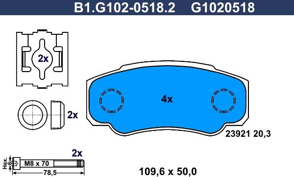 Galfer B1.G102-0518.2 - Тормозные колодки, дисковые, комплект unicars.by