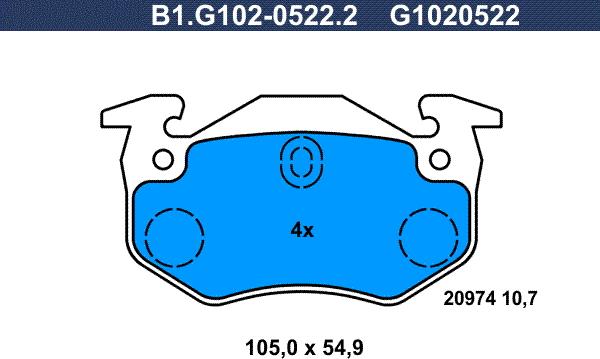 Galfer B1.G102-0522.2 - Тормозные колодки, дисковые, комплект unicars.by