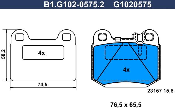 Galfer B1.G102-0575.2 - Тормозные колодки, дисковые, комплект unicars.by