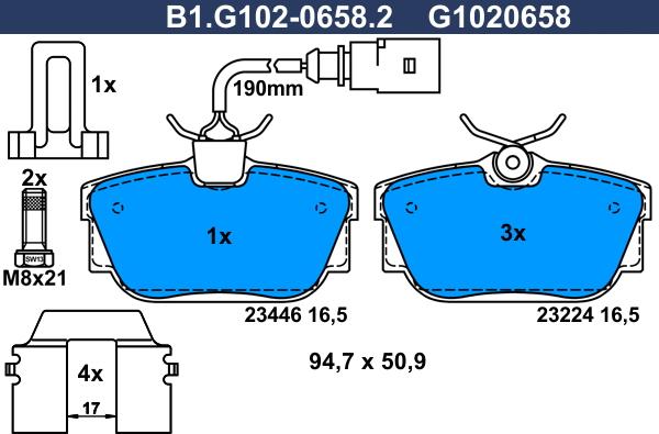 Galfer B1.G102-0658.2 - Тормозные колодки, дисковые, комплект unicars.by