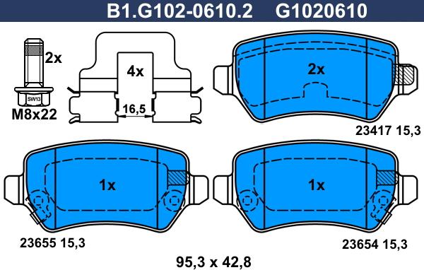 Galfer B1.G102-0610.2 - Тормозные колодки, дисковые, комплект unicars.by