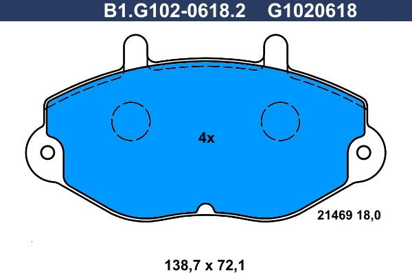 Galfer B1.G102-0618.2 - Тормозные колодки, дисковые, комплект unicars.by