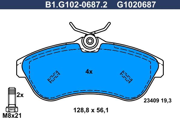 Galfer B1.G102-0687.2 - Тормозные колодки, дисковые, комплект unicars.by