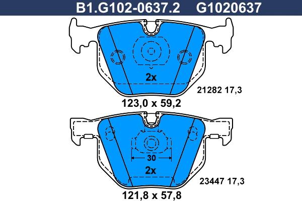 Galfer B1.G102-0637.2 - Тормозные колодки, дисковые, комплект unicars.by