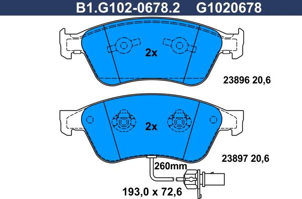 Galfer B1.G102-0678.2 - Тормозные колодки, дисковые, комплект unicars.by