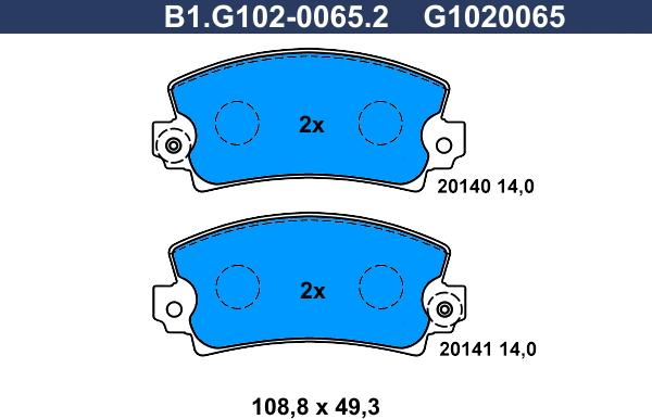 Galfer B1.G102-0065.2 - Тормозные колодки, дисковые, комплект unicars.by