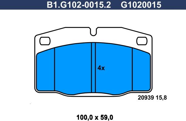 Galfer B1.G102-0015.2 - Тормозные колодки, дисковые, комплект unicars.by