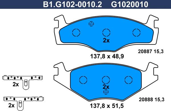 Galfer B1.G102-0010.2 - Тормозные колодки, дисковые, комплект unicars.by