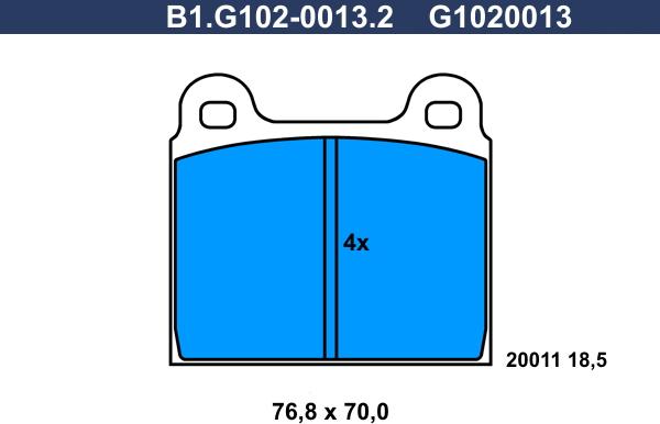 Galfer B1.G102-0013.2 - Тормозные колодки, дисковые, комплект unicars.by