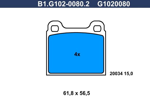 Galfer B1.G102-0080.2 - Тормозные колодки, дисковые, комплект unicars.by