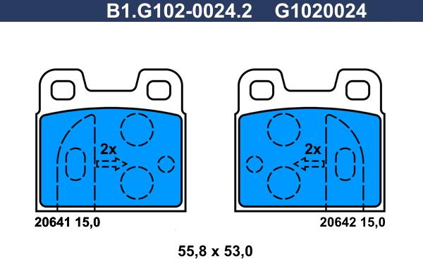 Galfer B1.G102-0024.2 - Тормозные колодки, дисковые, комплект unicars.by