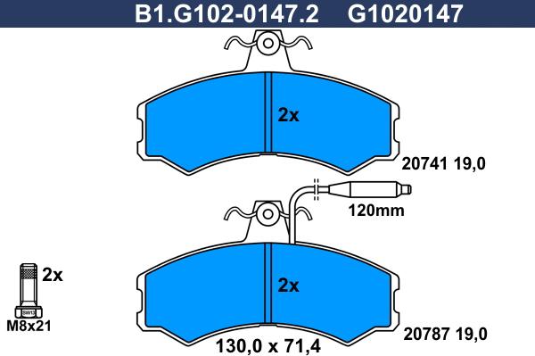 Galfer B1.G102-0147.2 - Тормозные колодки, дисковые, комплект unicars.by