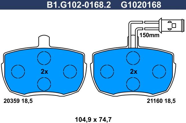 Galfer B1.G102-0168.2 - Тормозные колодки, дисковые, комплект unicars.by