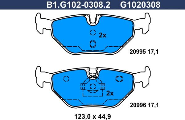 Galfer B1.G102-0308.2 - Тормозные колодки, дисковые, комплект unicars.by