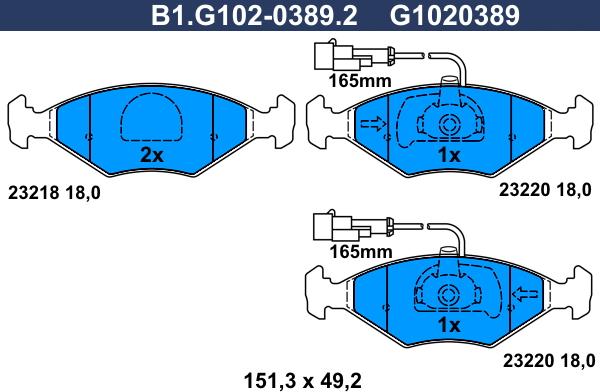 Galfer B1.G102-0389.2 - Тормозные колодки, дисковые, комплект unicars.by