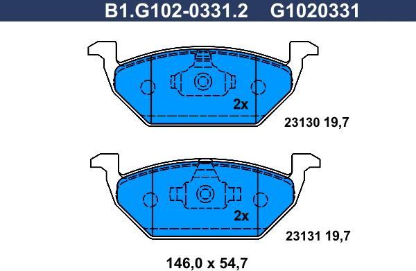 Galfer B1.G102-0331.2 - Тормозные колодки, дисковые, комплект unicars.by