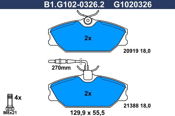 Galfer B1.G102-0326.2 - Тормозные колодки, дисковые, комплект unicars.by