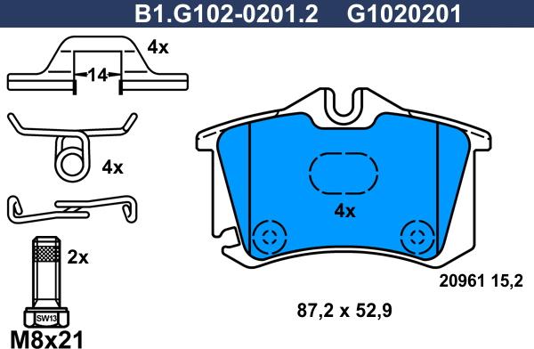 Galfer B1.G102-0201.2 - Тормозные колодки, дисковые, комплект unicars.by