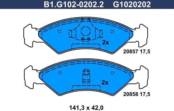 Galfer B1.G102-0202.2 - Тормозные колодки, дисковые, комплект unicars.by