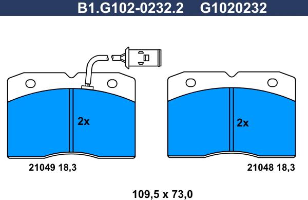 Galfer B1.G102-0232.2 - Тормозные колодки, дисковые, комплект unicars.by