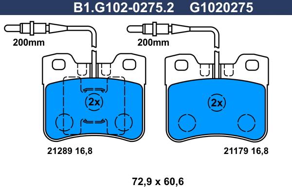 Galfer B1.G102-0275.2 - Тормозные колодки, дисковые, комплект unicars.by