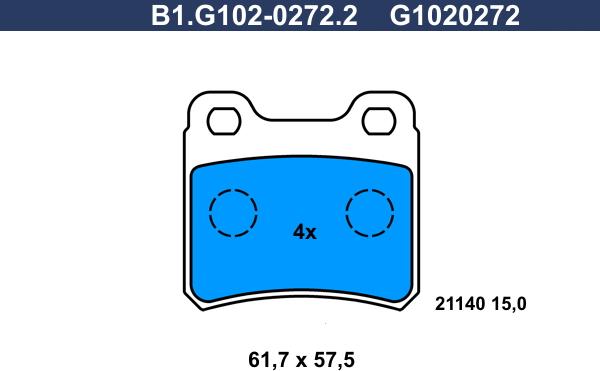 Galfer B1.G102-0272.2 - Тормозные колодки, дисковые, комплект unicars.by