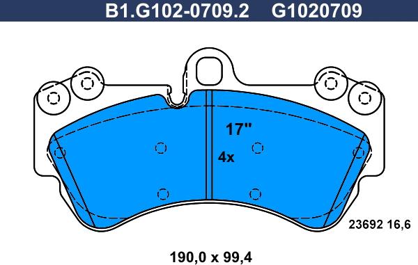 Galfer B1.G102-0709.2 - Тормозные колодки, дисковые, комплект unicars.by