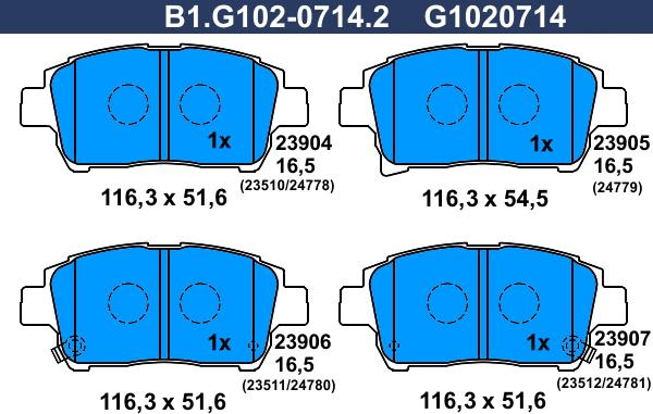 Galfer B1.G102-0714.2 - Тормозные колодки, дисковые, комплект unicars.by