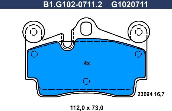 Galfer B1.G102-0711.2 - Тормозные колодки, дисковые, комплект unicars.by