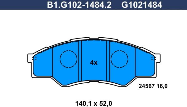 Galfer B1.G102-1484.2 - Тормозные колодки, дисковые, комплект unicars.by