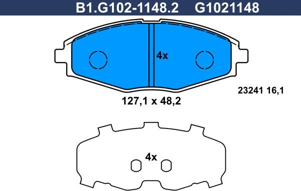 Galfer B1.G102-1148.2 - Тормозные колодки, дисковые, комплект unicars.by