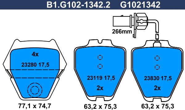 Galfer B1.G102-1342.2 - Тормозные колодки, дисковые, комплект unicars.by