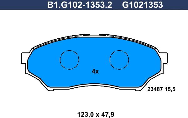 Galfer B1.G102-1353.2 - Тормозные колодки, дисковые, комплект unicars.by