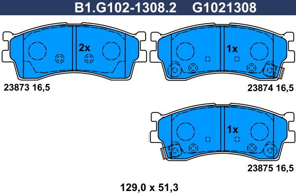 Galfer B1.G102-1308.2 - Тормозные колодки, дисковые, комплект unicars.by