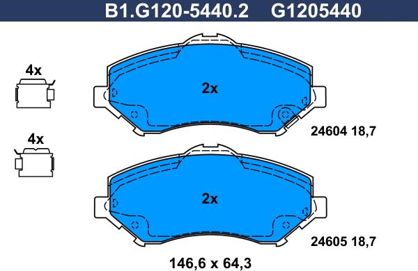 Galfer B1.G120-5440.2 - Тормозные колодки, дисковые, комплект unicars.by