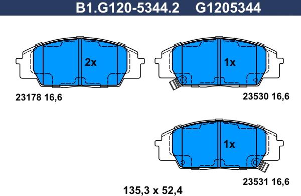 Galfer B1.G120-5344.2 - Тормозные колодки, дисковые, комплект unicars.by