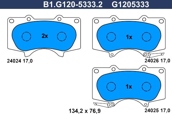 Galfer B1.G120-5333.2 - Тормозные колодки, дисковые, комплект unicars.by