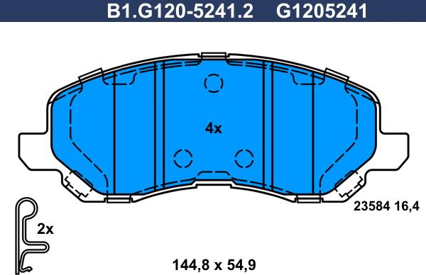 Galfer B1.G120-5241.2 - Тормозные колодки, дисковые, комплект unicars.by